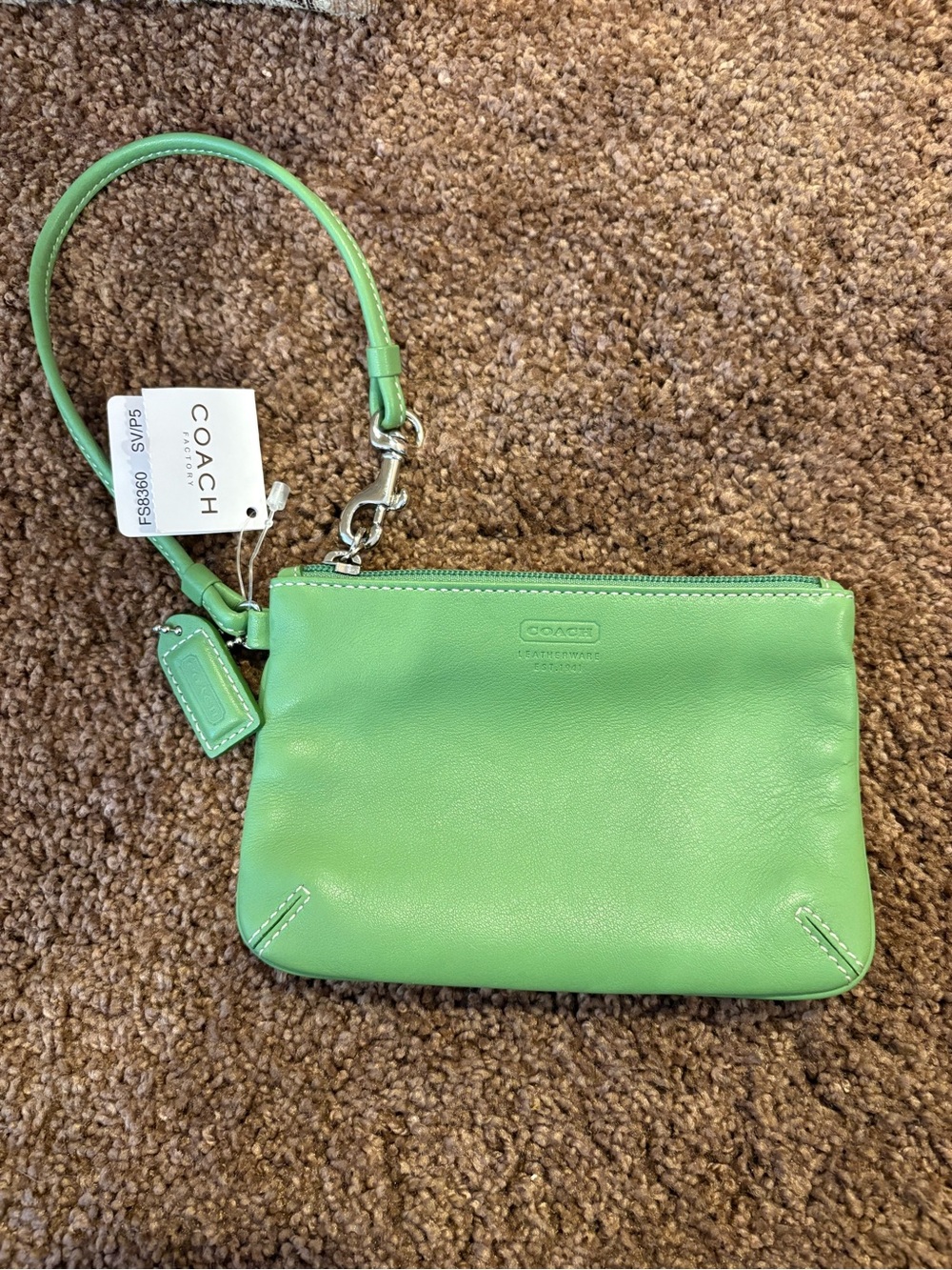 Coach Lime Green Leather Wristlet Clutch